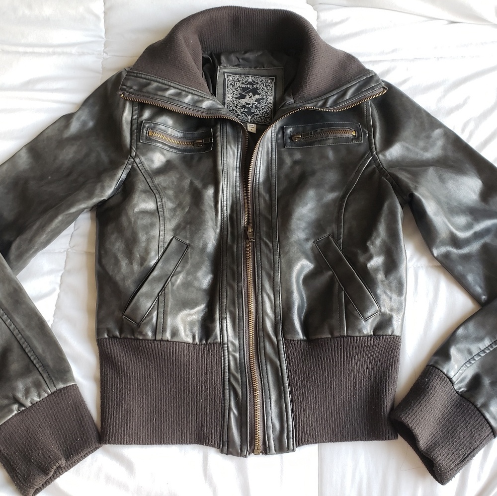 Black faux zip up jacket
